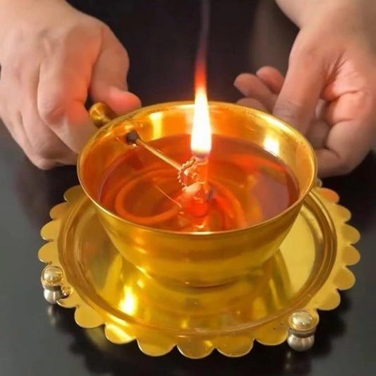 Akhand Jyot DIYA COVER SET Brass (PURE पीतल) - DIYA - Wick Lifting Screw Lever